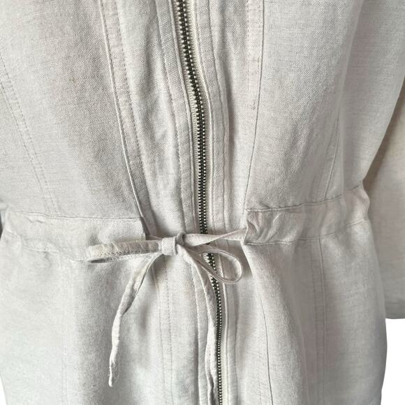 Christopher & Banks Linen Blend Full Zip Jacket Sz MED Cinch Waist Casual Fall - Picture 5 of 11